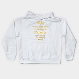 Change a Tire, Change the Patriarchy - America / Canada - Gold on Dark Style Kids Hoodie